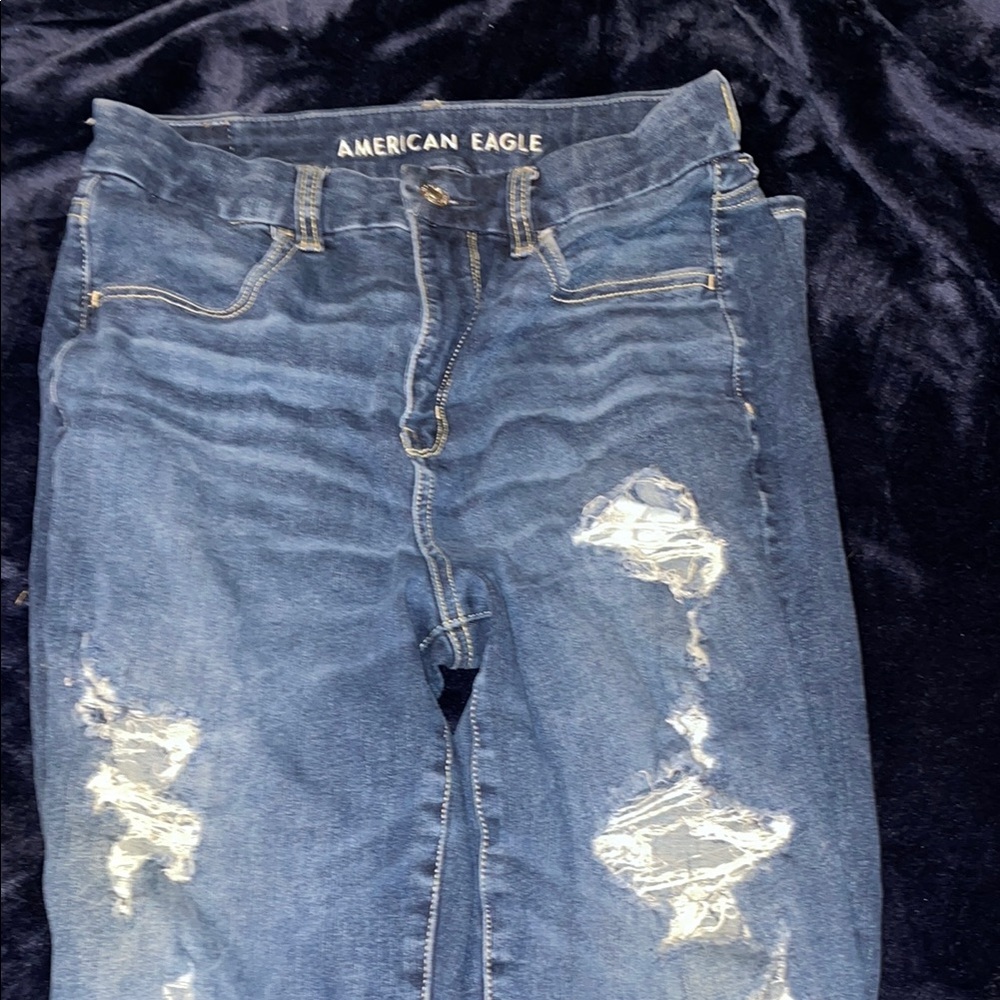 American Eagle Outfitters Women's Distressed Blue Skinny Jeans